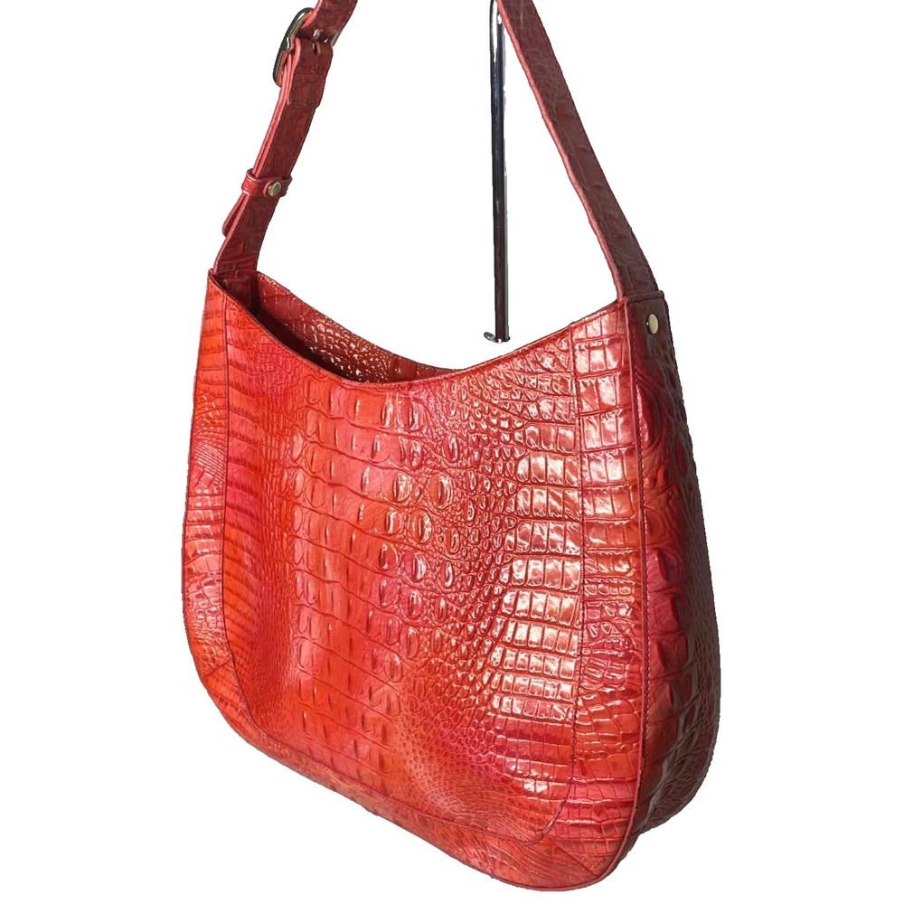 Brahmin color heat Johanna Melbourne shoulder‎ bag croc leather hobo full zip - Picture 11 of 12